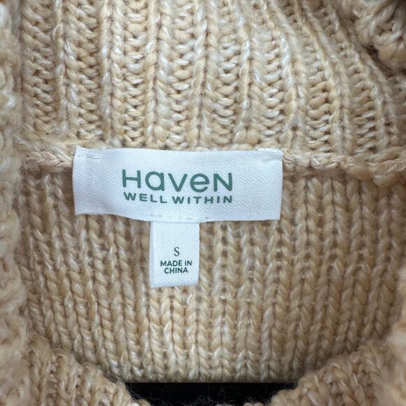 Haven well within turtleneck knit sweater size small 5% wool beige - Picture 3 of 7